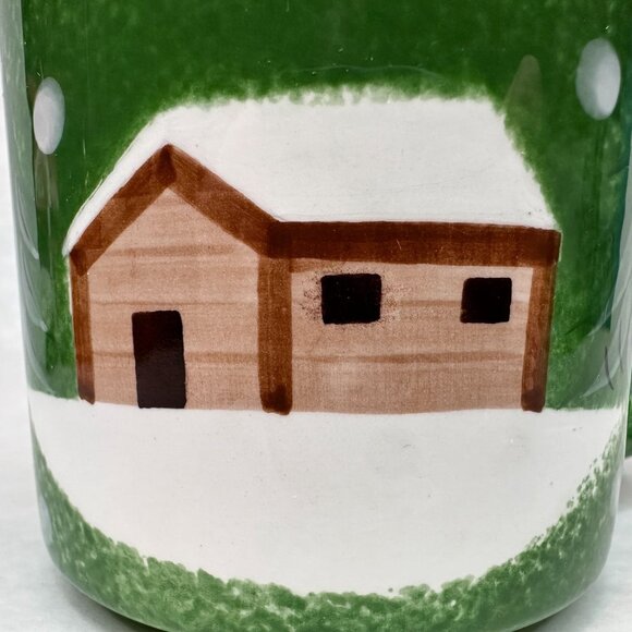 Vintage The Cellar Log Cabin Ceramic Mug 2003‎ D Handle Hand Painted Christmas - Picture 6 of 8